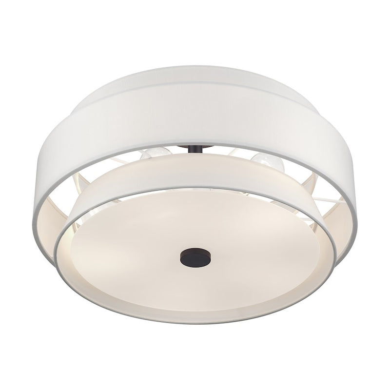 Livex Fontana 5Lt Semi-Flush, Bronze/White/White Fabric