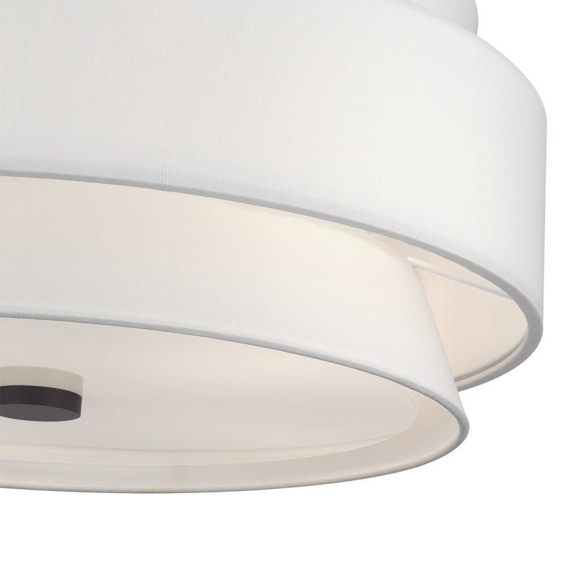 Livex Fontana 5Lt Semi-Flush, Bronze/White/White Fabric
