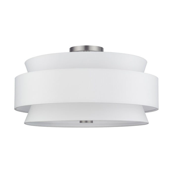 Livex Fontana 5Lt Semi-Flush, Brushed Nickel/White/White Fabric