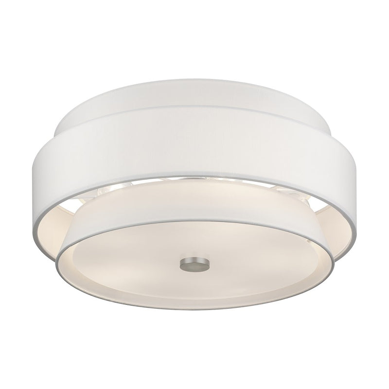 Livex Fontana 5Lt Semi-Flush, Brushed Nickel/White/White Fabric