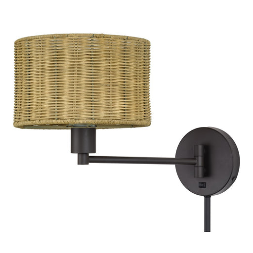 Livex Weavington 1Lt Swing Arm Wall Lamp, Bronze/Rustic Walnut