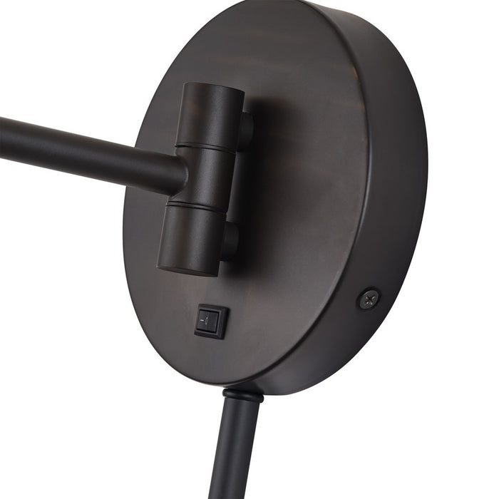 Livex Weavington 1Lt Swing Arm Wall Lamp, Bronze/Rustic Walnut