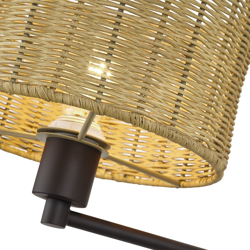Livex Weavington 1Lt Swing Arm Wall Lamp, Bronze/Rustic Walnut