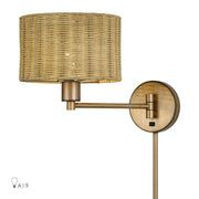 Livex Weavington 1Lt Swing Arm Wall Lamp, Gold/Rustic Walnut - 60034-48