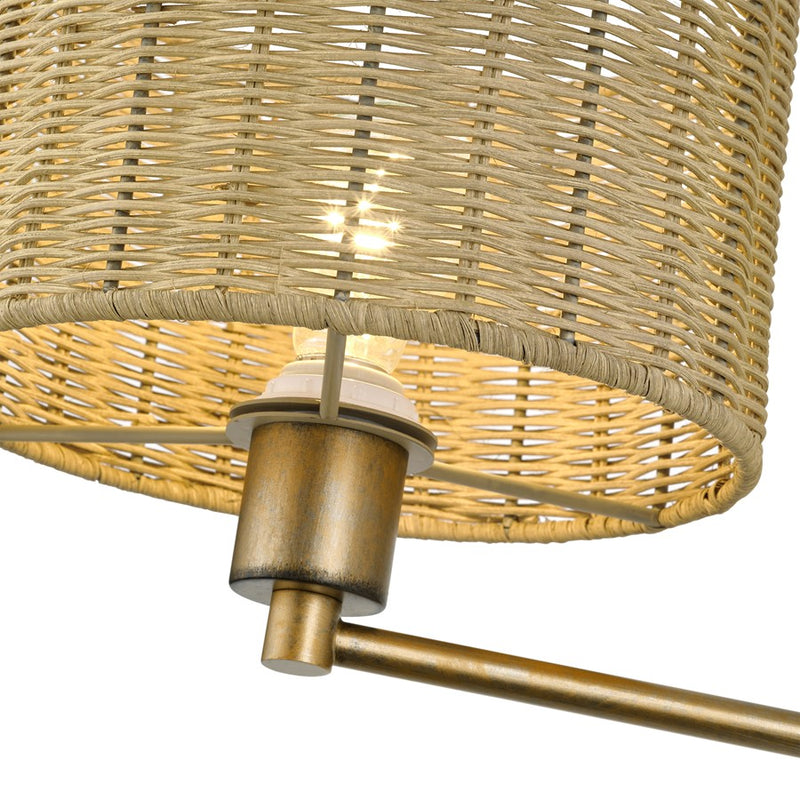 Livex Weavington 1Lt Swing Arm Wall Lamp, Gold/Rustic Walnut