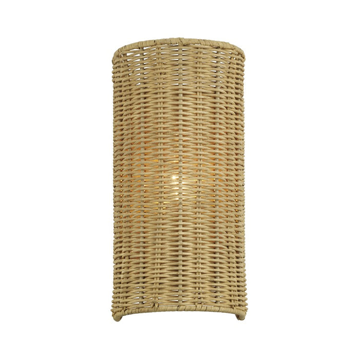 Livex Weavington 1Lt ADA Sconce, Gold/Hand-Woven Rustic Walnut