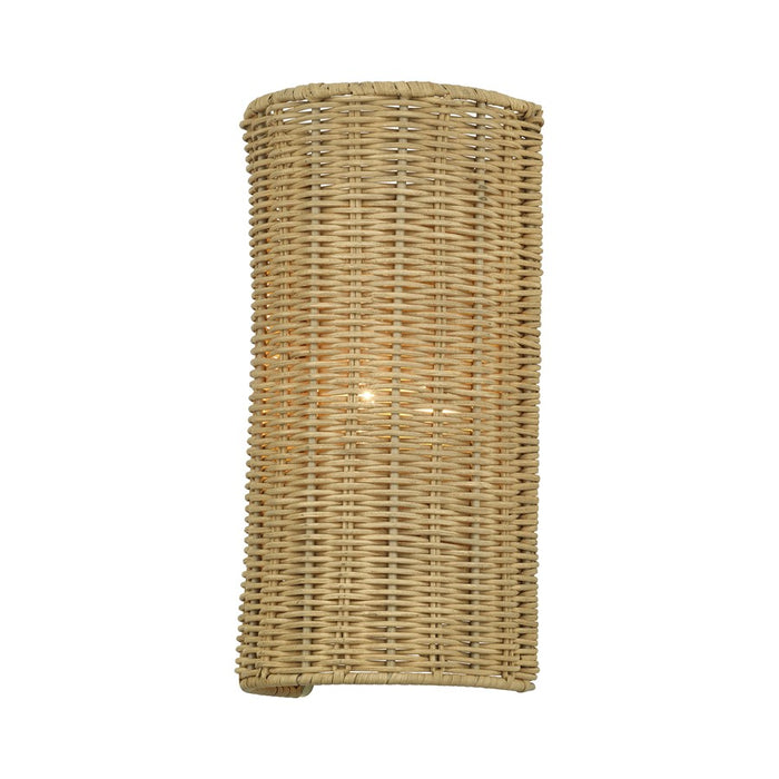 Livex Weavington 1Lt ADA Sconce, Gold/Hand-Woven Rustic Walnut