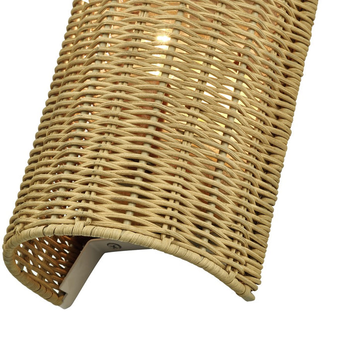 Livex Weavington 1Lt ADA Sconce, Gold/Hand-Woven Rustic Walnut