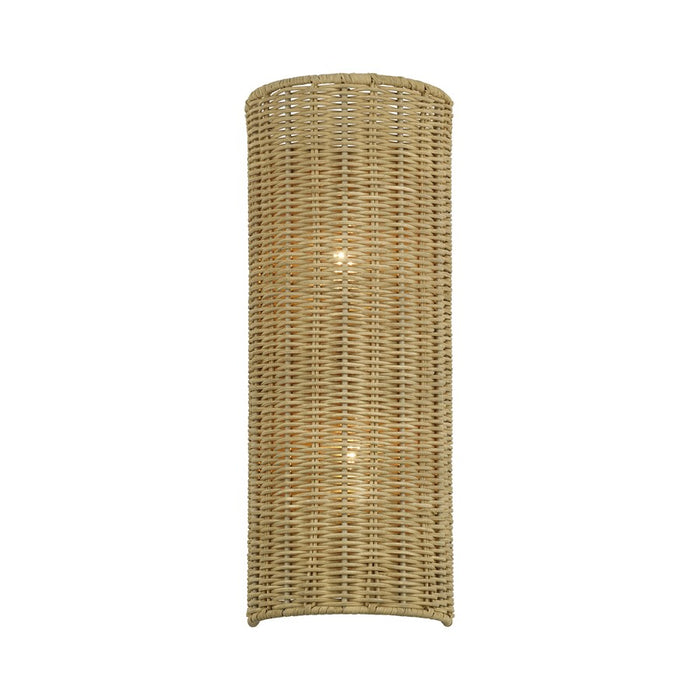 Livex Weavington 2Lt ADA 6" Sconce, Gold/Hand-Woven Rustic Walnut