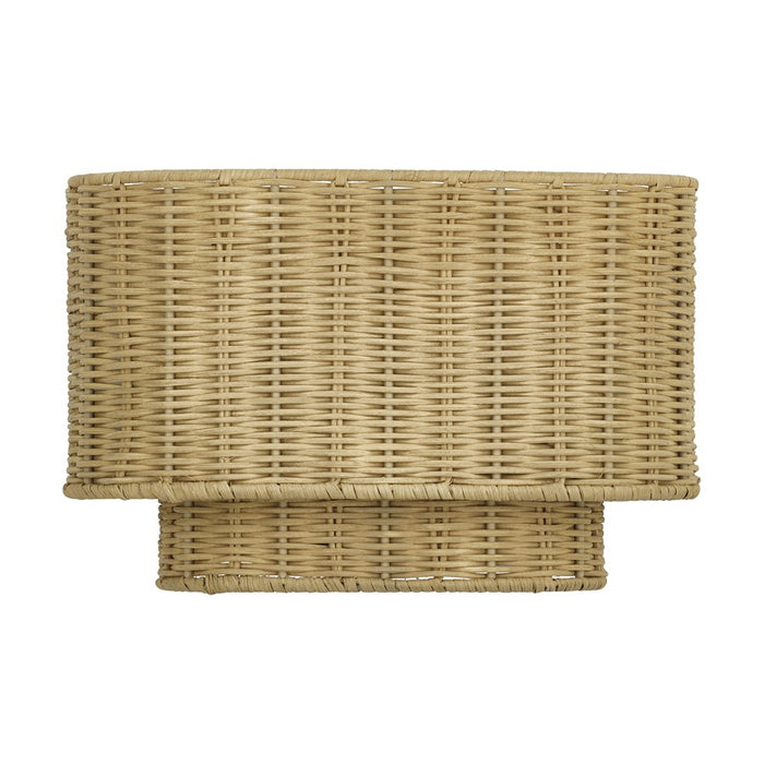 Livex Weavington 2Lt ADA 12" Sconce, Gold/Hand-Woven Rustic Walnut