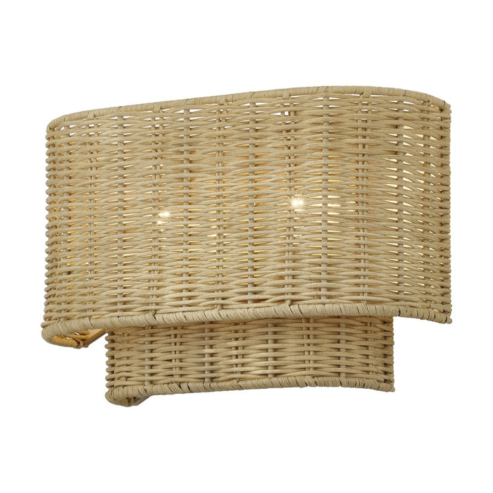 Livex Weavington 2Lt ADA 12" Sconce, Gold/Hand-Woven Rustic Walnut