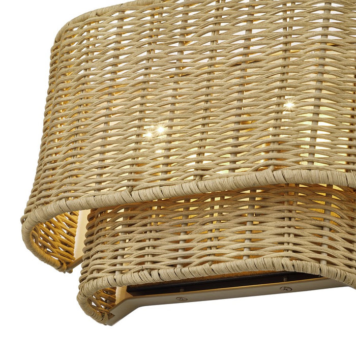 Livex Weavington 2Lt ADA 12" Sconce, Gold/Hand-Woven Rustic Walnut