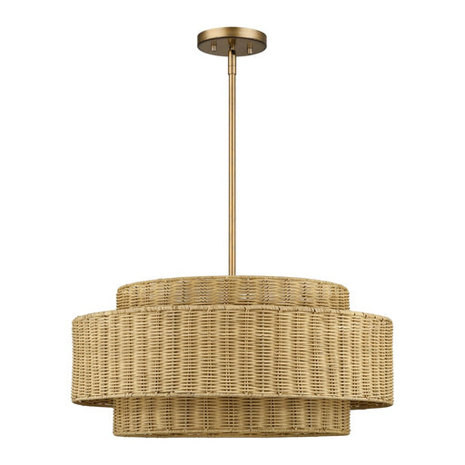 Livex Weavington 5Lt Pendant Chandelier, Gold/Rustic Walnut