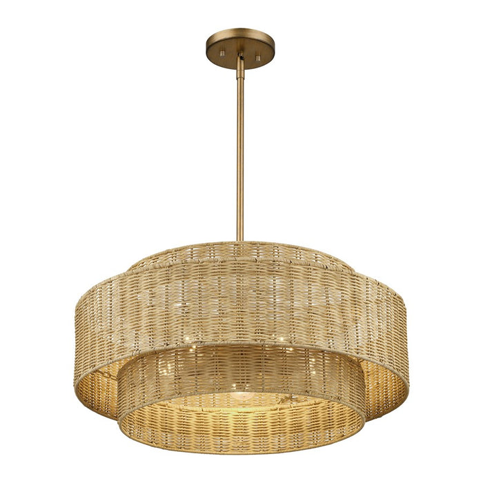 Livex Weavington 5Lt Pendant Chandelier, Gold/Rustic Walnut