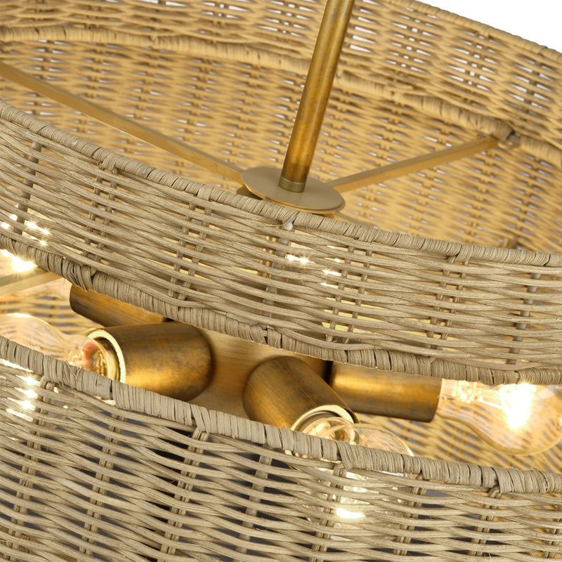 Livex Weavington 5Lt Pendant Chandelier, Gold/Rustic Walnut