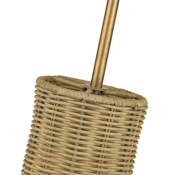 Livex Weavington 1Lt 5" Dia Mini Pendant, Gold/Rustic Walnut