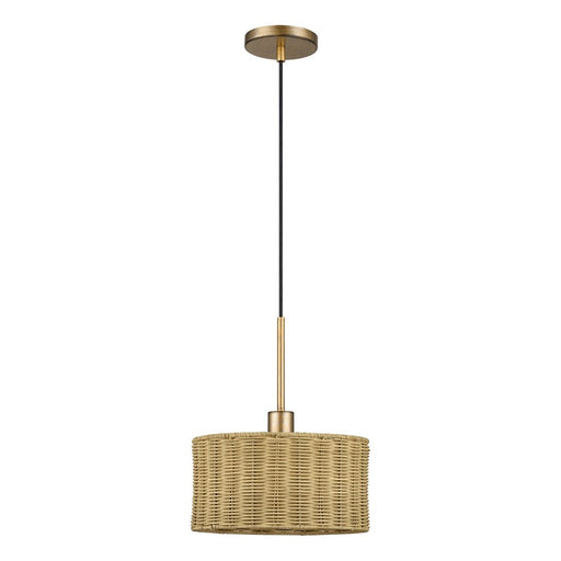 Livex Weavington 1Lt Pendant, Gold/Hand-Woven Rustic Walnut