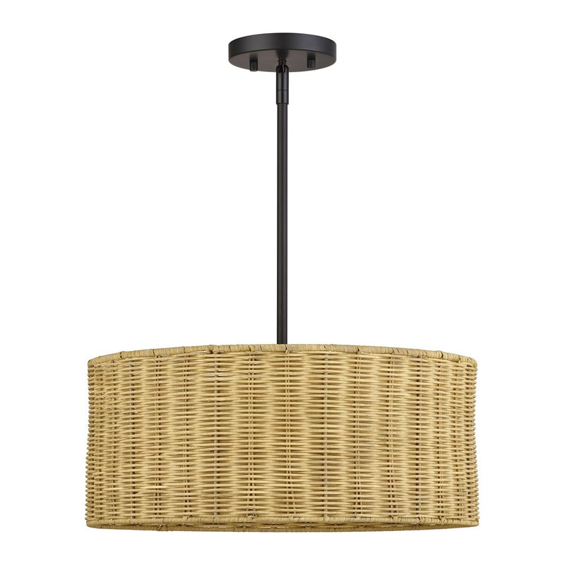Livex Weavington 3Lt Pendant Chandelier, Bronze/Rustic Walnut