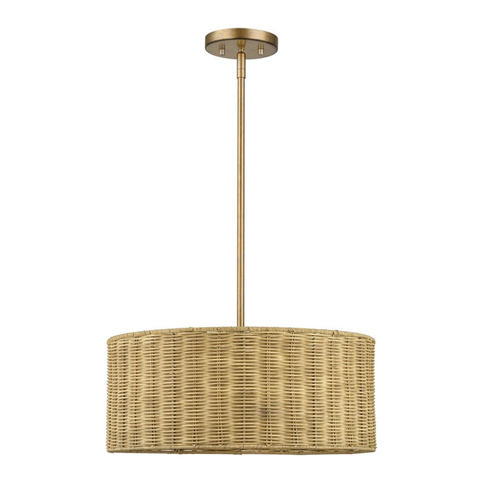 Livex Weavington 3Lt Pendant Chandelier, Gold/Rustic Walnut