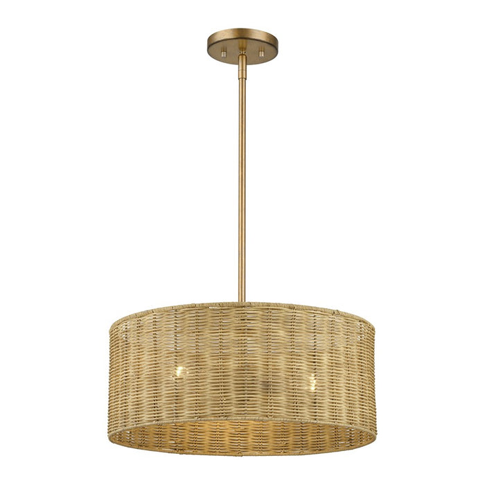 Livex Weavington 3Lt Pendant Chandelier, Gold/Rustic Walnut