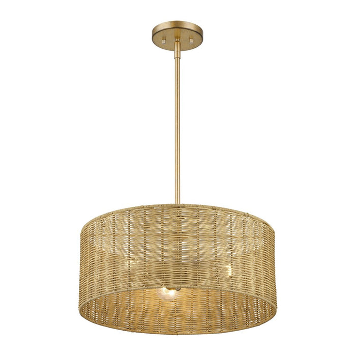 Livex Weavington 3Lt Pendant Chandelier, Gold/Rustic Walnut
