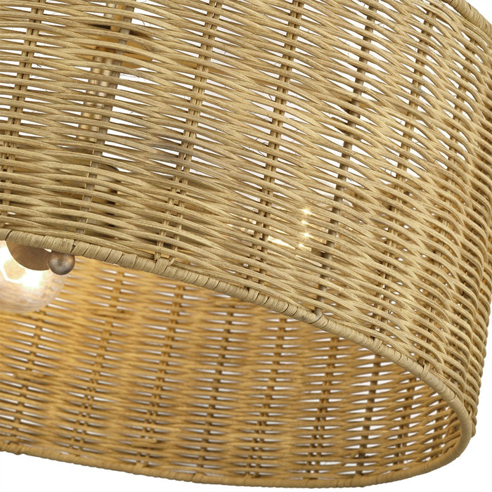 Livex Weavington 3Lt Pendant Chandelier, Gold/Rustic Walnut