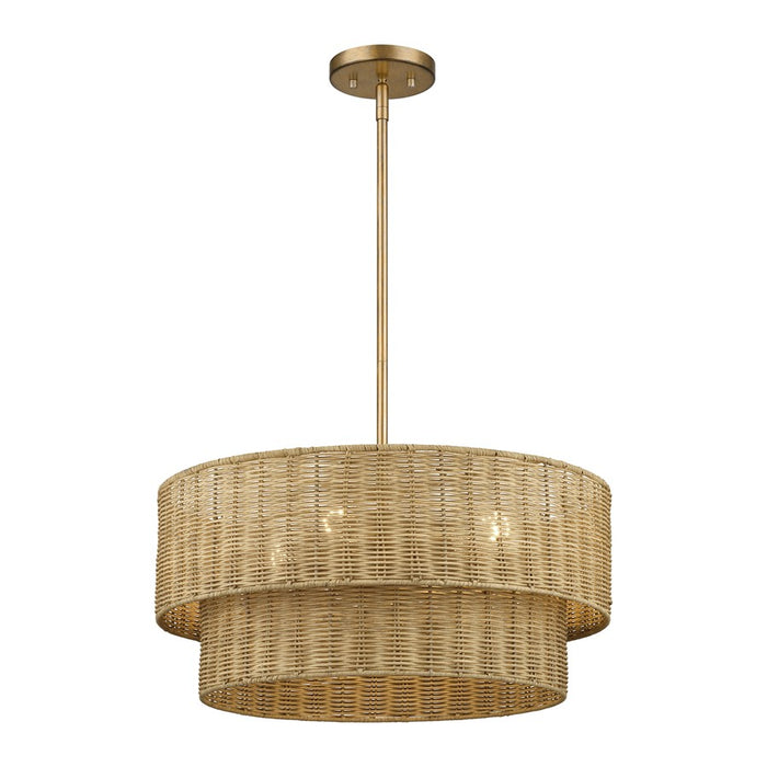 Livex Weavington 4Lt Pendant Chandelier, Gold/Rustic Walnut
