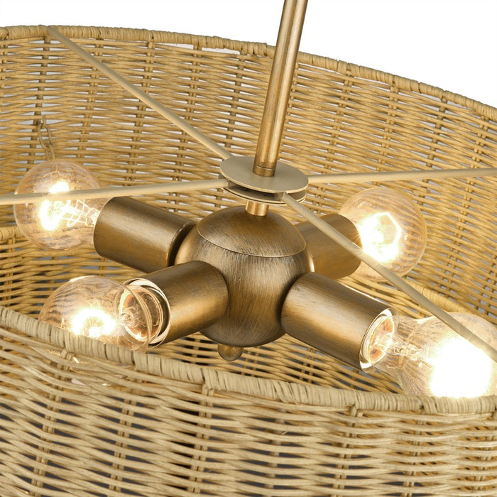 Livex Weavington 4Lt Pendant Chandelier, Gold/Rustic Walnut
