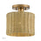 Livex Weavington 1Lt Small Semi-Flush, Gold/Hand-Woven Rustic Walnut - 60045-48