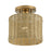 Livex Weavington 1Lt Small Semi-Flush, Gold/Hand-Woven Rustic Walnut