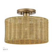 Livex Weavington 1Lt Medium Semi-Flush, Gold/Rustic Walnut - 60046-48