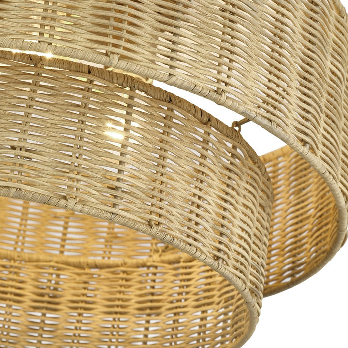 Livex Weavington 3Lt 18" Dia Semi-Flush, Gold/Rustic Walnut