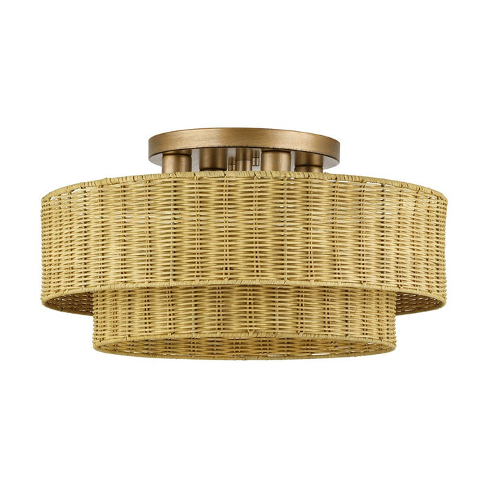 Livex Weavington 4Lt Extra Large Semi-Flush, Gold/Rustic Walnut