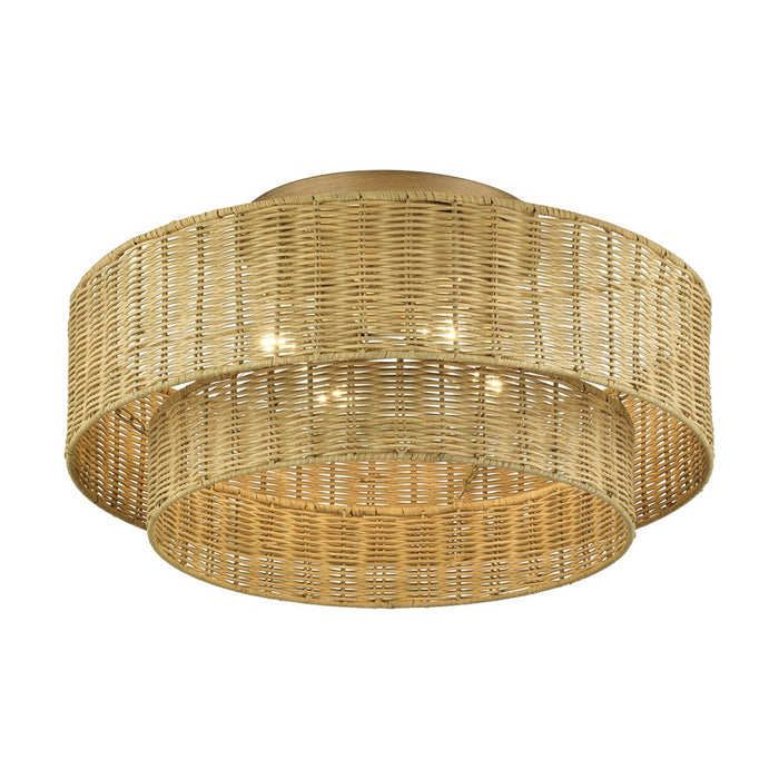 Livex Weavington 4Lt Extra Large Semi-Flush, Gold/Rustic Walnut