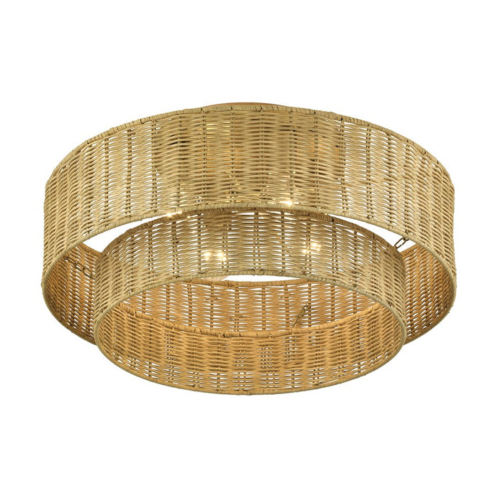 Livex Weavington 4Lt Extra Large Semi-Flush, Gold/Rustic Walnut
