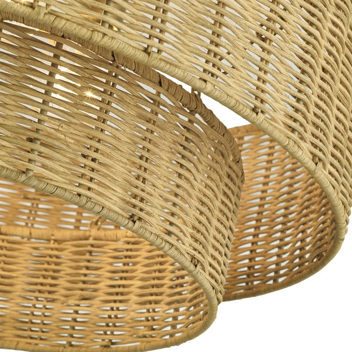 Livex Weavington 4Lt Extra Large Semi-Flush, Gold/Rustic Walnut