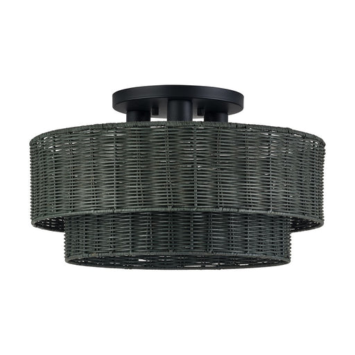 Livex Weavington 3Lt 18" Dia Semi-Flush, Black/Charred Gray