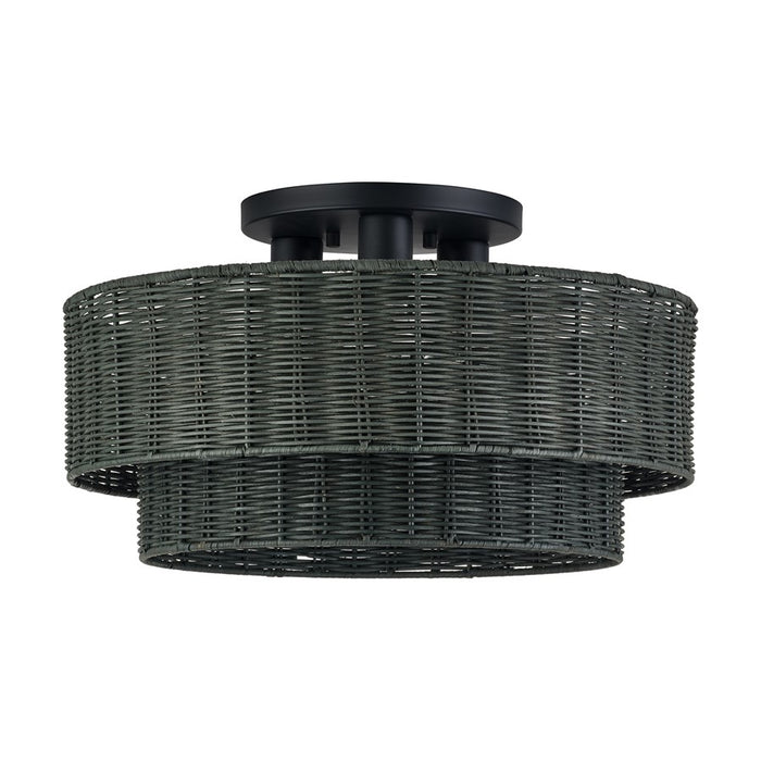 Livex Weavington 3Lt 18" Dia Semi-Flush, Black/Charred Gray