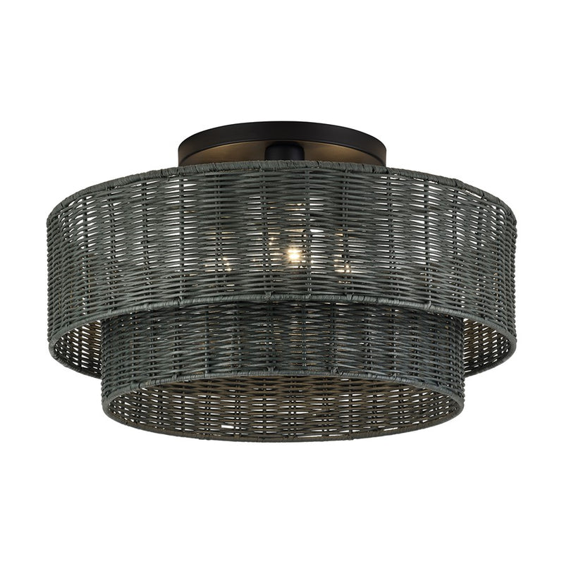 Livex Weavington 3Lt 18" Dia Semi-Flush, Black/Charred Gray