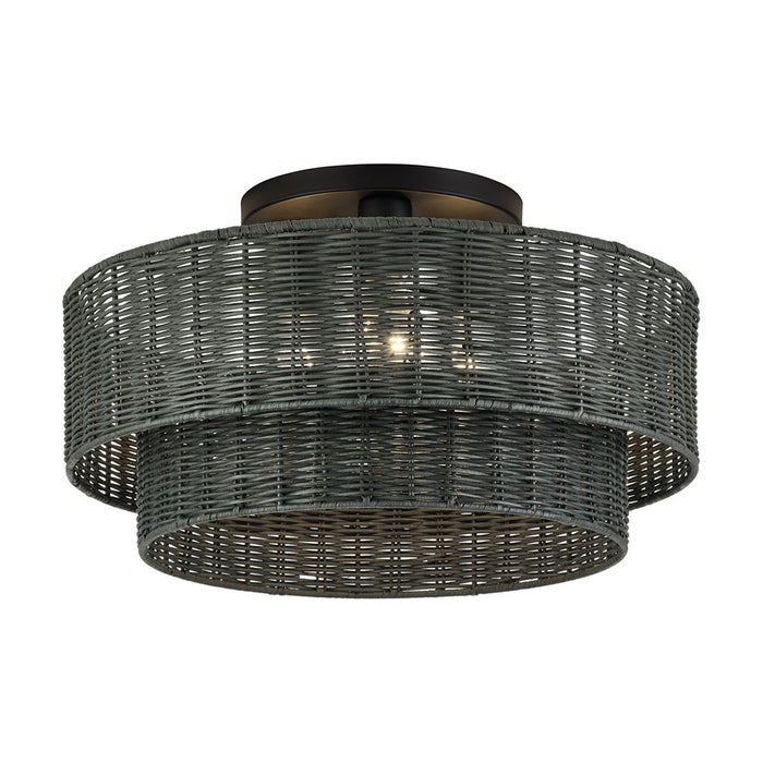 Livex Weavington 3Lt 18" Dia Semi-Flush, Black/Charred Gray