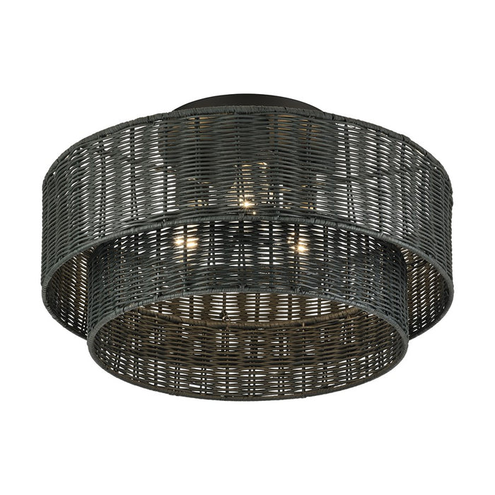 Livex Weavington 3Lt 18" Dia Semi-Flush, Black/Charred Gray