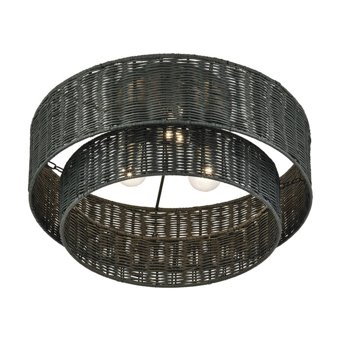 Livex Weavington 3Lt 18" Dia Semi-Flush, Black/Charred Gray