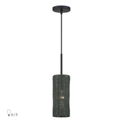 Livex Weavington 1Lt 5" Dia Mini Pendant, Black/Charred Gray - 60111-04