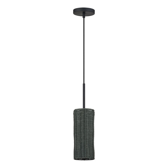 Livex Weavington 1Lt 5" Dia Mini Pendant, Black/Charred Gray
