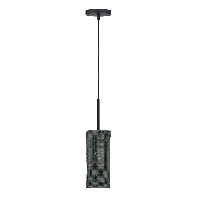 Livex Weavington 1Lt 5" Dia Mini Pendant, Black/Charred Gray