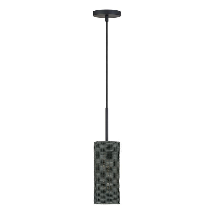 Livex Weavington 1Lt 5" Dia Mini Pendant, Black/Charred Gray