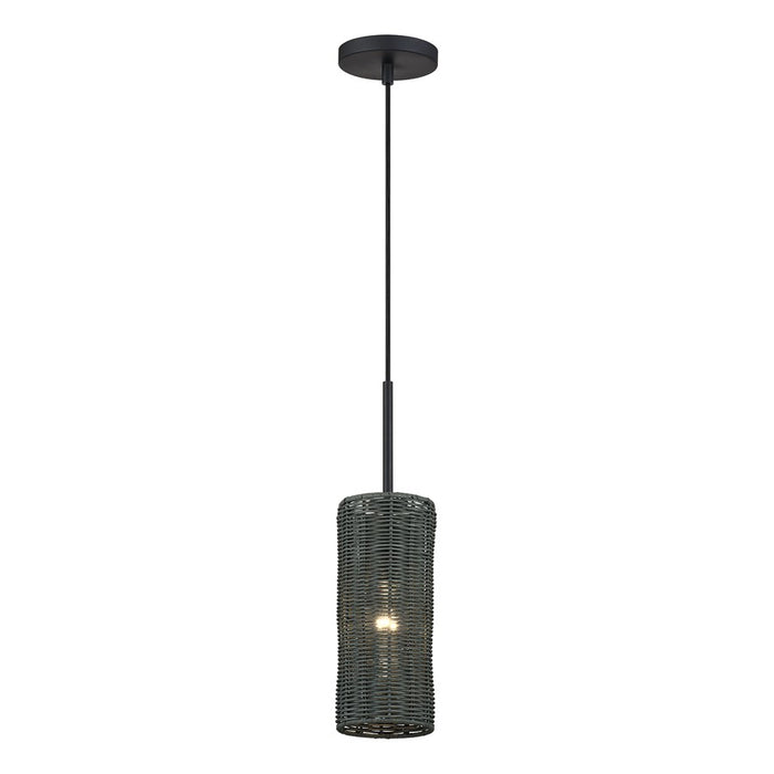 Livex Weavington 1Lt 5" Dia Mini Pendant, Black/Charred Gray