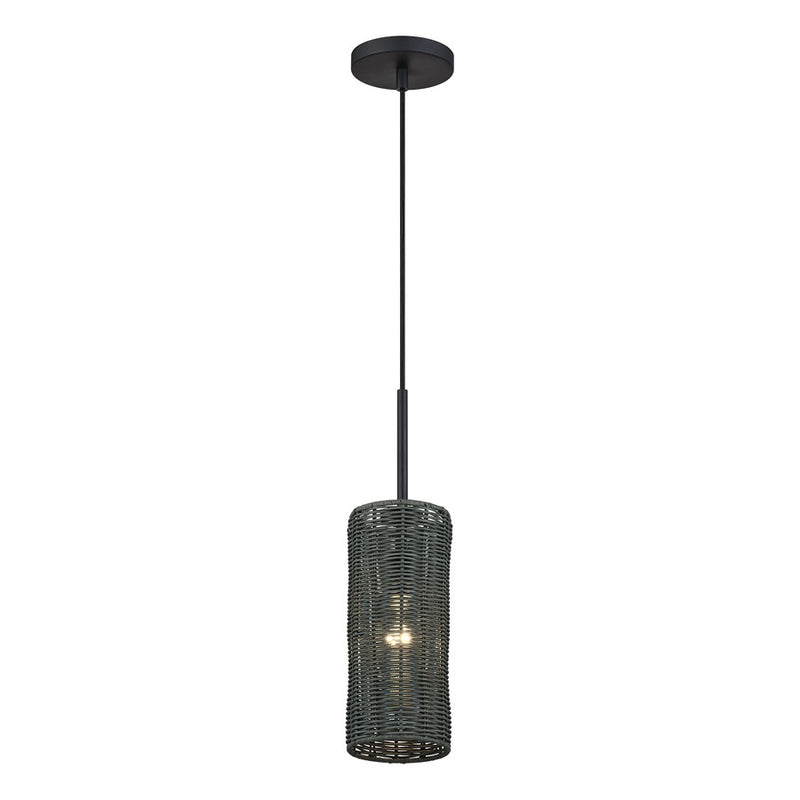 Livex Weavington 1Lt 5" Dia Mini Pendant, Black/Charred Gray