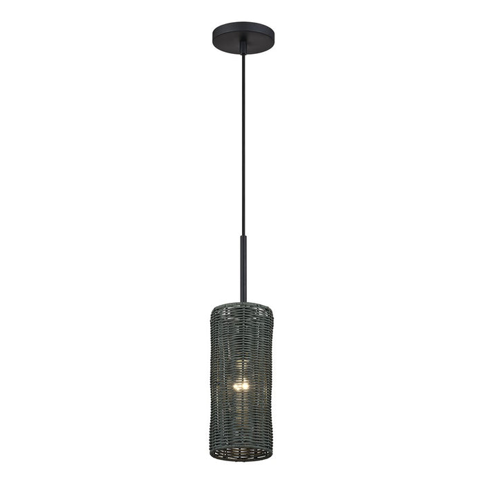 Livex Weavington 1Lt 5" Dia Mini Pendant, Black/Charred Gray