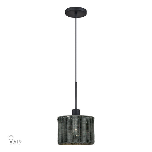 Livex Weavington 1Lt 8.5" Dia Mini Pendant, Black/Charred Gray - 60112-04